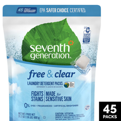 Seventh Generation Laundry Detergent Packs Free & Clear - 45 Count - Image 1