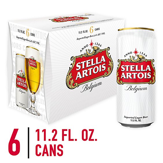 Stella Artois Lager Beer Cans - 6-11.2 Fl. Oz.