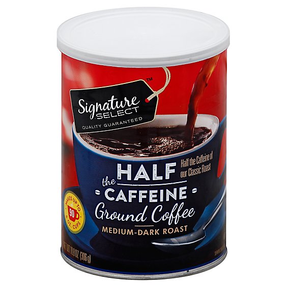 Signature SELECT Coffee Ground Medium Dark Roast Half the Caffeine - 10.8 Oz