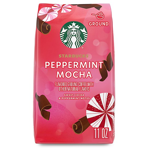Starbucks 100% Arabica Naturally Flavored Peppermint Mocha Flavored Ground Coffee Bag - 11 Oz