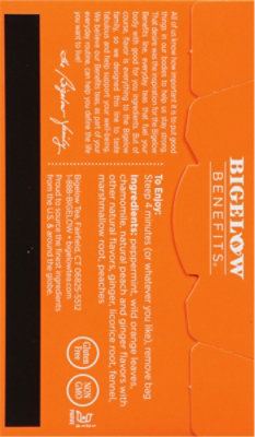 Bigelow Benefits Herbal Tea Ginger & Peach - 18 Count - Image 2