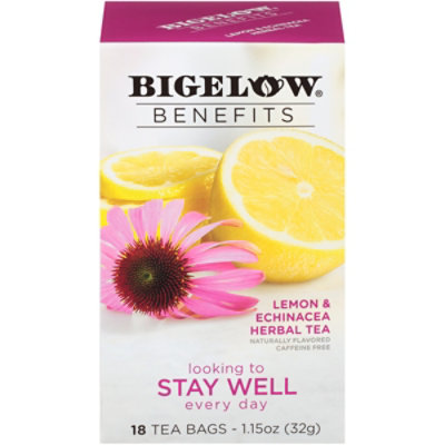 Bigelow Benefits Herbal Tea Lemon & Echinacea - 18 Count