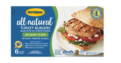Butterball Natural Inspirations 93% Lean 7% Fat Turkey Burgers - 32 Oz - Image 1