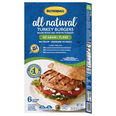 Butterball Natural Inspirations Turkey Burgers 93% Lean 7% Fat - 32 Oz - Image 1