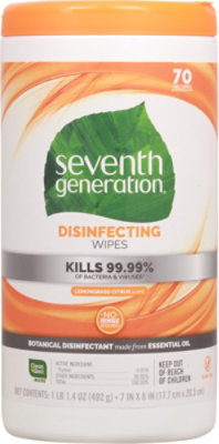 Seventh Generation Lemongrass Citrus Disinfecting Wipes - 70 Count - Image 1