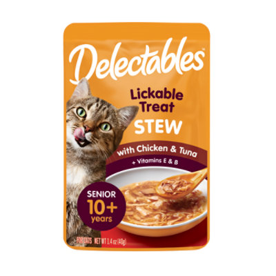 Delectables Lickable Treat Stew Senior Chicken & Tuna Pouch - 1.4 Oz