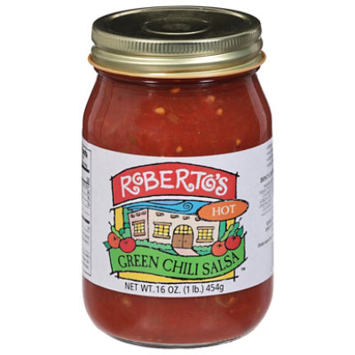 Robertos Salsa Green Chili Hot Jar 16 Oz Shaw's