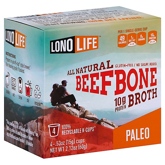 Lono Life Bone Broth K-Cups Paleo Gluten-Free Beef - 4-0.53 Oz