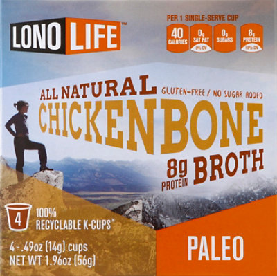 Lono Life Bone Broth K Cups Paleo Gluten Free Chicken 4 0.49 Oz