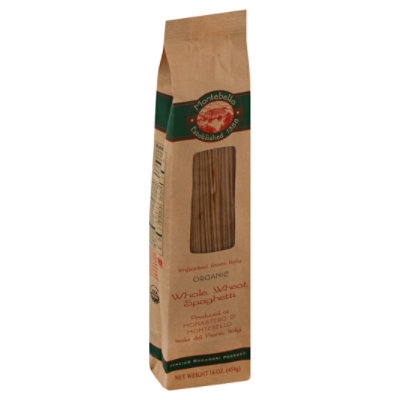 Montabello Pasta Organic Spaghetti Whole Wheat Bag - 16 Oz - Image 1