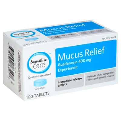 Signature Care Mucus Relief Guaifenesin Expectorant 400mg Immediate Release Tablet - 100 Count