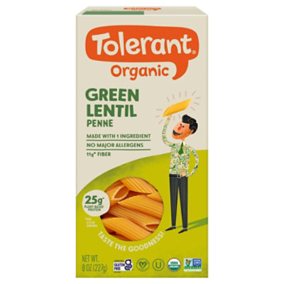 Tolerant Pasta Organic Green Lentil Penne Elbow Box - 8 Oz - Image 3