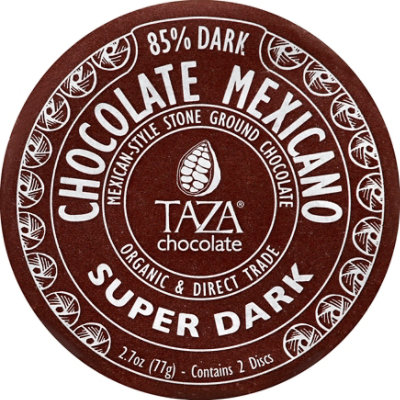 Taza Stone Ground Organic Chocolate Super Dark Mexican Style 85% Dark - 2.7 Oz - Image 2