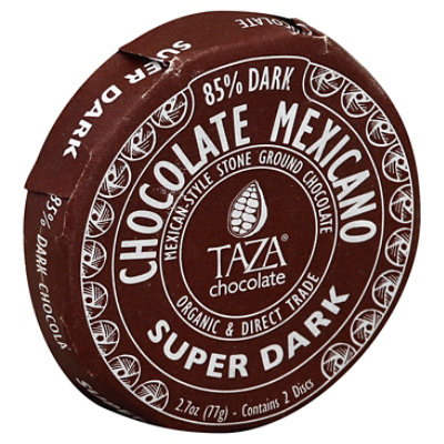 Taza Stone Ground Organic Chocolate Super Dark Mexican Style 85% Dark - 2.7 Oz - Image 1