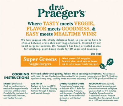 Dr. Praegers Veggie Burgers Gluten Free Super Greens - 4-2.5 Oz - Image 6