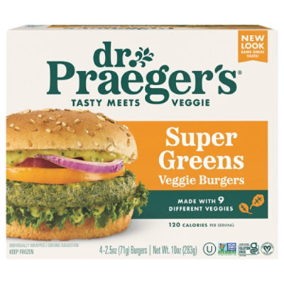 Dr. Praegers Veggie Burgers Gluten Free Super Greens - 4-2.5 Oz - Image 1