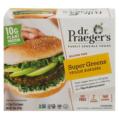Dr. Praegers Veggie Burgers Gluten Free Super Greens - 4-2.5 Oz