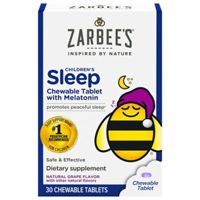Zarbee's Kids Sleep With Melatonin Chewables Drug Free Natural Grape - 30 Count - Image 1