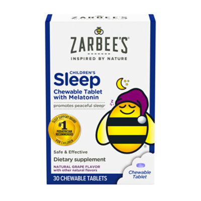 Zarbee's Kids Sleep With Melatonin Chewables Drug Free Natural Grape - 30 Count - Image 1