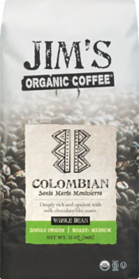 Jims Organic Coffee Coffee Organic Whole Bean Medium Roast Colombian - 12 Oz - Image 2