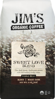 Jims Organic Coffee Coffee Organic Whole Bean Dark Roast Sweet Love Blend - 11 Oz - Image 2