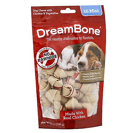 DreamBone Dog Chews Vegetable & Chicken Mini 16 Count - 9 Oz - Image 1