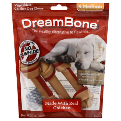 DreamBone Dog Chews No Rawhide Vegetable & Chicken Medium Pouch 4 Count - 11 Oz - Image 3