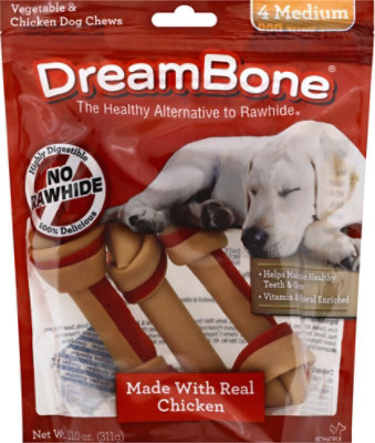 DreamBone Dog Chews No Rawhide Vegetable & Chicken Medium Pouch 4 Count - 11 Oz - Image 2