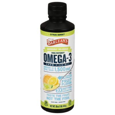 Barleans Citrus Sorbet High Potency Fish Oil Omega Swirl - 16 Oz - Image 3