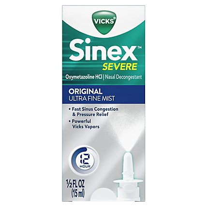 Vicks Sinex SEVERE Original Ultra Fine Mist Nasal Spray Decongestant - 0.5 Fl. Oz. - Image 1