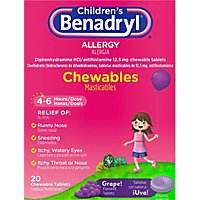 Benadryl Childrens Allergy Tablets 12.5mg Chewable Grape! - 20 Count - Image 2