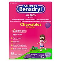 Benadryl Childrens Allergy Tablets 12.5mg Chewable Grape! - 20 Count - Image 1