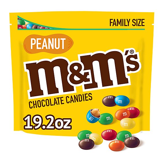 M&M'S Peanut Milk Chocolate Candy Family Size Bag - 19.2 Oz