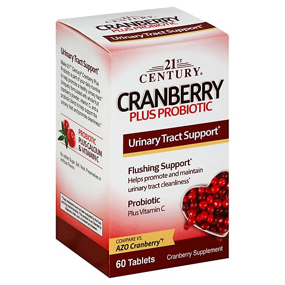 21st Century Cranberry Plus Probiotic Tablets Urinary Tract Support - 60 Count