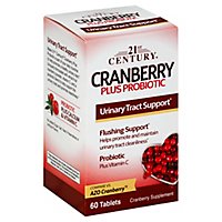 21st Century Cranberry Plus Probiotic Tablets Urinary Tract Support - 60 Count - Image 1