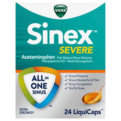 Vicks Sinex Severe All In 1 Sinus Liqui Caps Non Drowsy - 24 Count