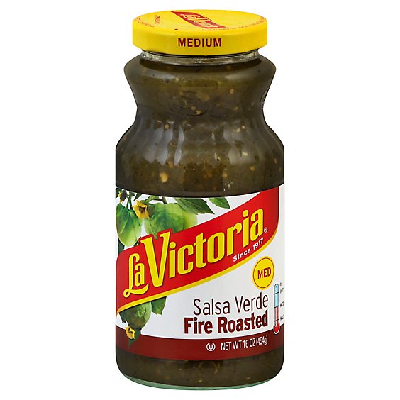 La Victoria Salsa Verde Fire Roasted Medium Jar - 16 Oz