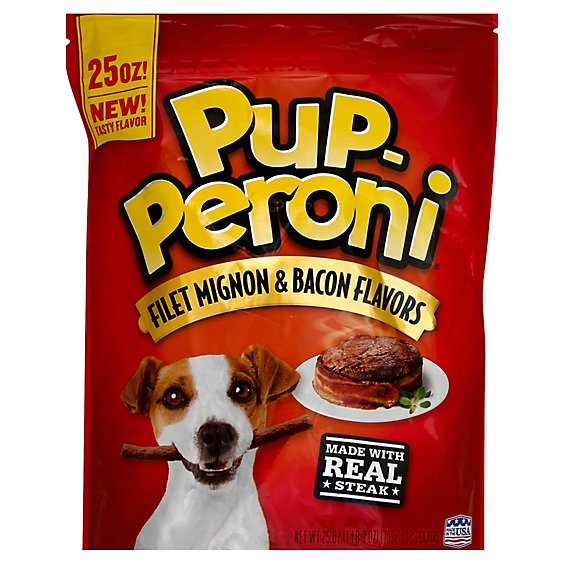 Pup-Peroni Dog Snacks Filet Mignon & Bacon Flavors Pouch - 25 Oz