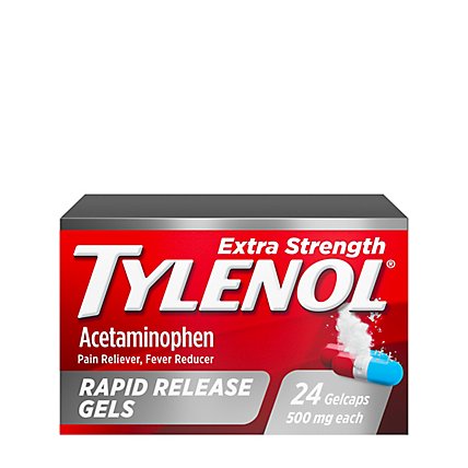 TYLENOL Pain Reliever/Fever Reducer Gelcaps Extra Strength 500 mg Rapid Release - 24 Count - Image 1