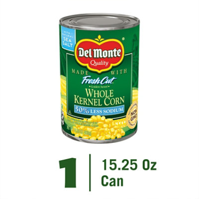 Del Monte Fresh Cut Corn Whole Kernel Golden Sweet 50% Less Sodium - 15.25 Oz - Image 1