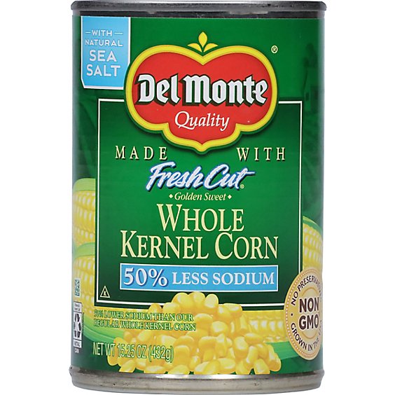 Del Monte Fresh Cut Corn Whole Kernel Golden Sweet 50% Less Sodium - 15.25 Oz