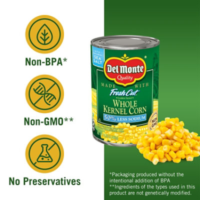 Del Monte Fresh Cut Corn Whole Kernel Golden Sweet 50% Less Sodium - 15.25 Oz - Image 4