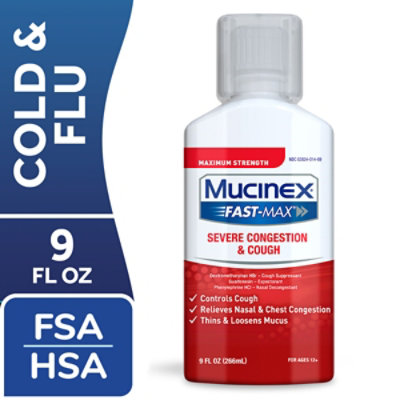 Mucinex Fast-Max Severe Congestion & Cough Medicine Multi Symptom Relief Liquid - 9 Fl. Oz. - Image 1