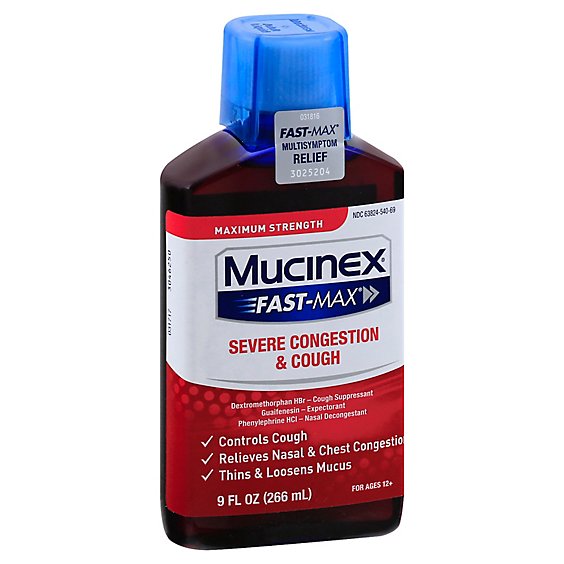 Mucinex Fast-Max Severe Congestion & Cough Medicine Multi Symptom Relief Liquid - 9 Fl. Oz.