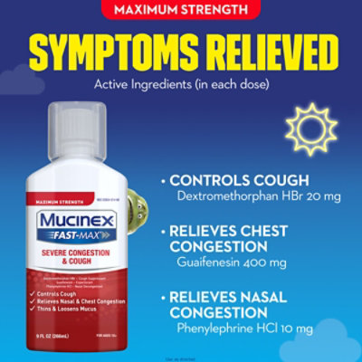 Mucinex Fast-Max Severe Congestion & Cough Medicine Multi Symptom Relief Liquid - 9 Fl. Oz. - Image 3