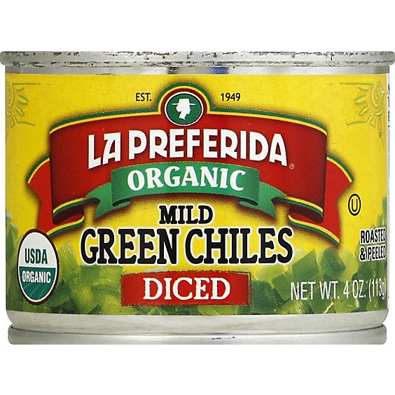 La Preferida Organic Green Chiles Diced Mild Can - 4 Oz