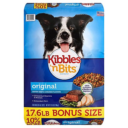 Kibbles N Bits Dog Food Original Savory Beef & Chicken Flavor For All Dogs Bonus Bag - 17.6 Lb - Image 1