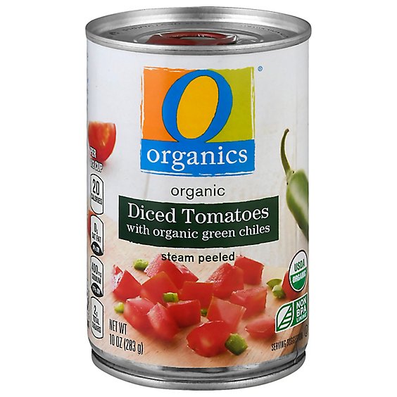 O Organics Organic Tomatoes Diced In Water With Organic Green Chiles - 10 Oz