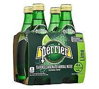 Perrier Carbonated Mineral Water Lime Flavor - 4-11.15 Fl. Oz.