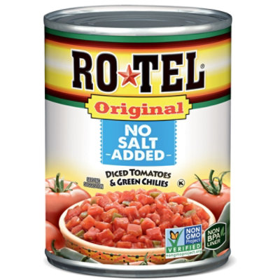 RO-TEL Diced Tomatoes & Green Chilies No Salt Added - 10 Oz